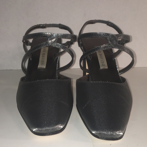 ANN MARINO Women's Shimmery Silver Strappy Slingback Evening Heels Size: 6.5M - Picture 2 of 8